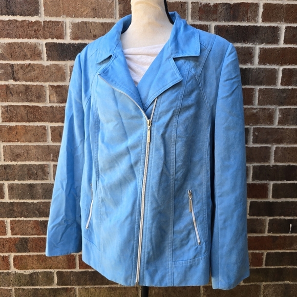 Allison Daley Jackets & Blazers - Allison Daley Blue Vegan Suede Jacket